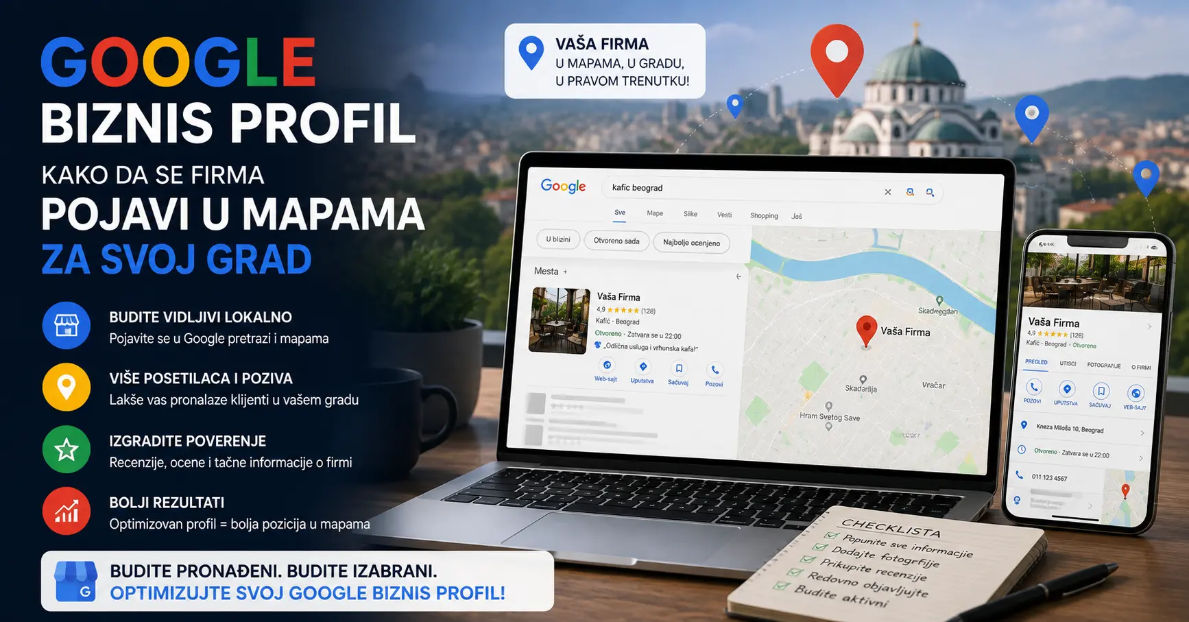 Google biznis profil — kako da se firma pojavi u mapama za svoj grad